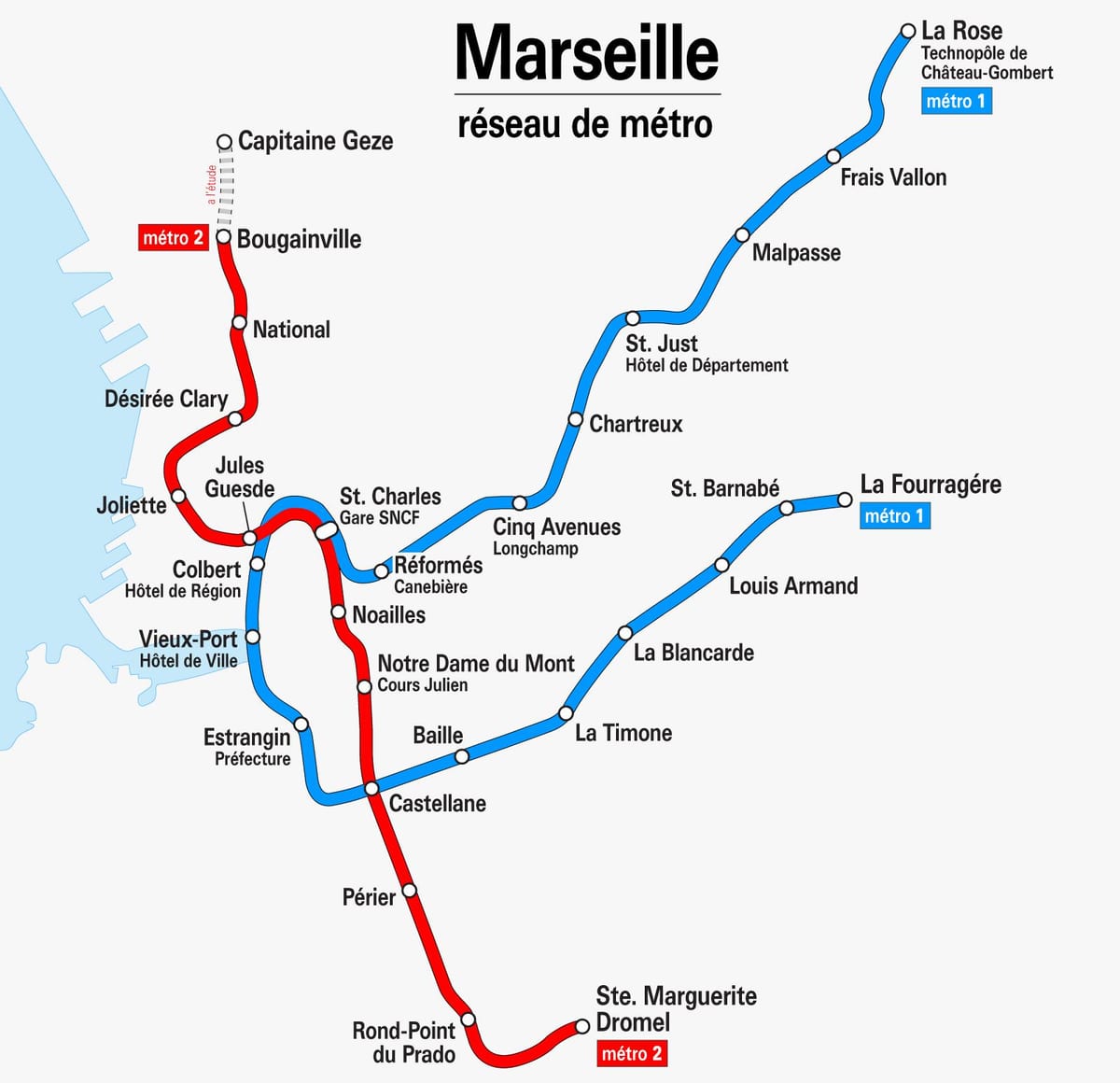 kaart van Marseille metro